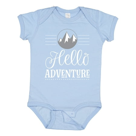 

Inktastic Camping Hiking Hello Adventure Boys or Girls Baby Bodysuit