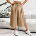 thumbnail image 4 of SHTXOZHI Womens Wide Leg Cropped Pants Drawstring Elastic Waisted Loose Capris Casual Work Trousers with Pockets, 4 of 9