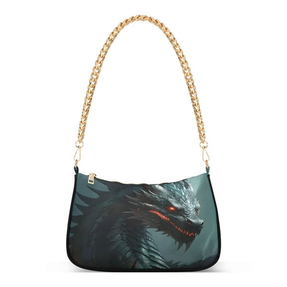 Ryvnso Dragon Cool Womens Chain Shoulder Bag Tote Handbags Clutch Hobo Purse with Zipper for Travel