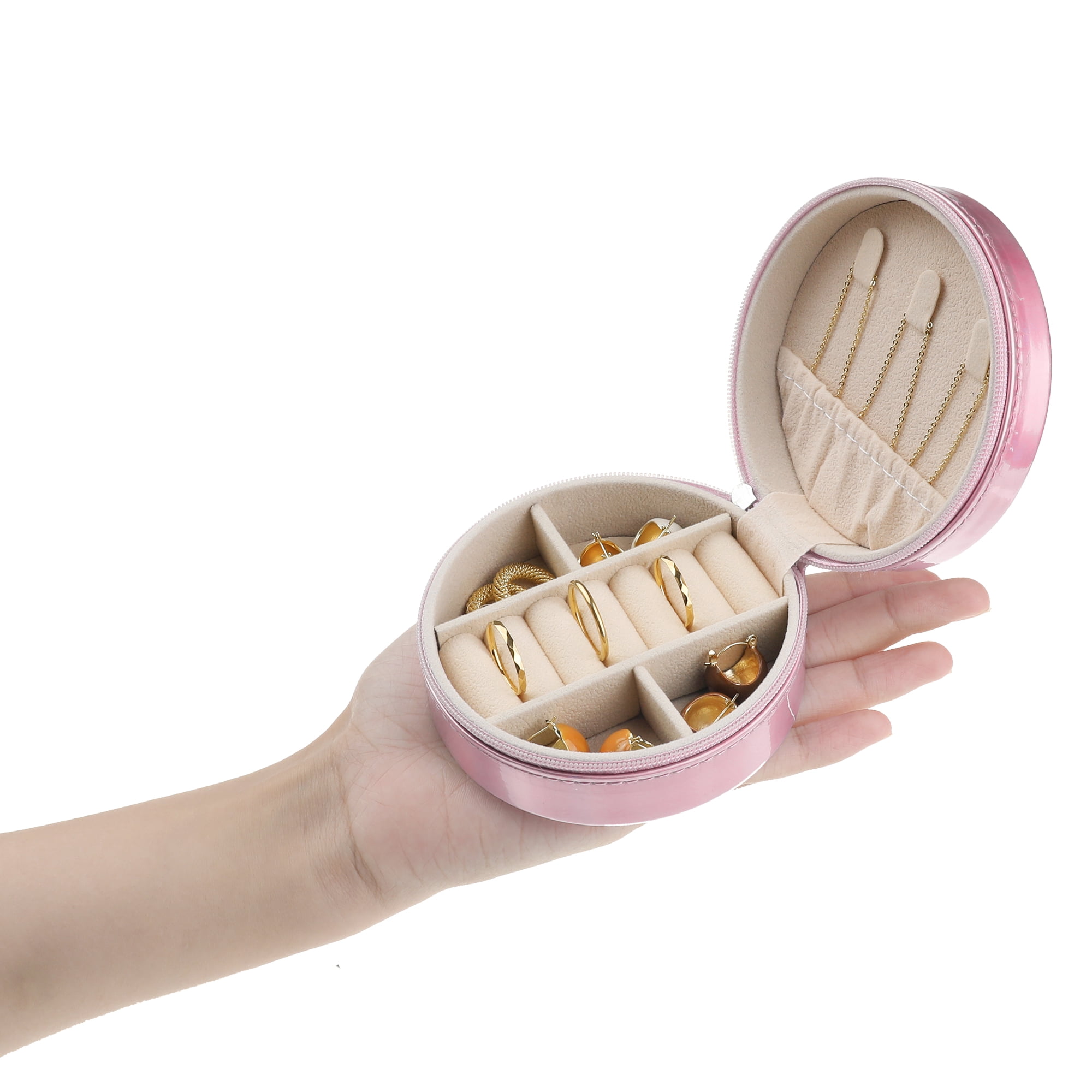 Unique Bargains Jewelry Box PU Leather Jewelry Organizer Storage Display Holder for Ring Pink