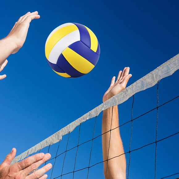 Balón de voleibol profesional para interiores, tamaño 5, con bomba de pelota, pelota estándar para ocio al aire libre, para principiantes en gimnasio Azul amarillo
