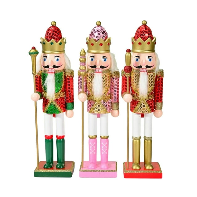 3 Pieces Wooden Nutcracker Ornaments Christmas Decoration Photo Props Decorative