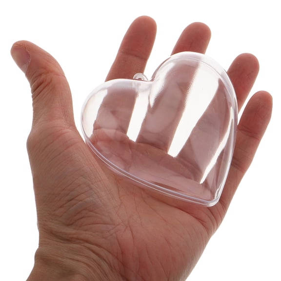 COMPUKAS 10pcs Decorative Plastic Heart Baubles For Valentine Fillable Balls Party Supplies
