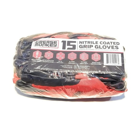 Grease Monkey Nitrile Coated Work Gloves - 15 Pairs - Size Large 2 packs 