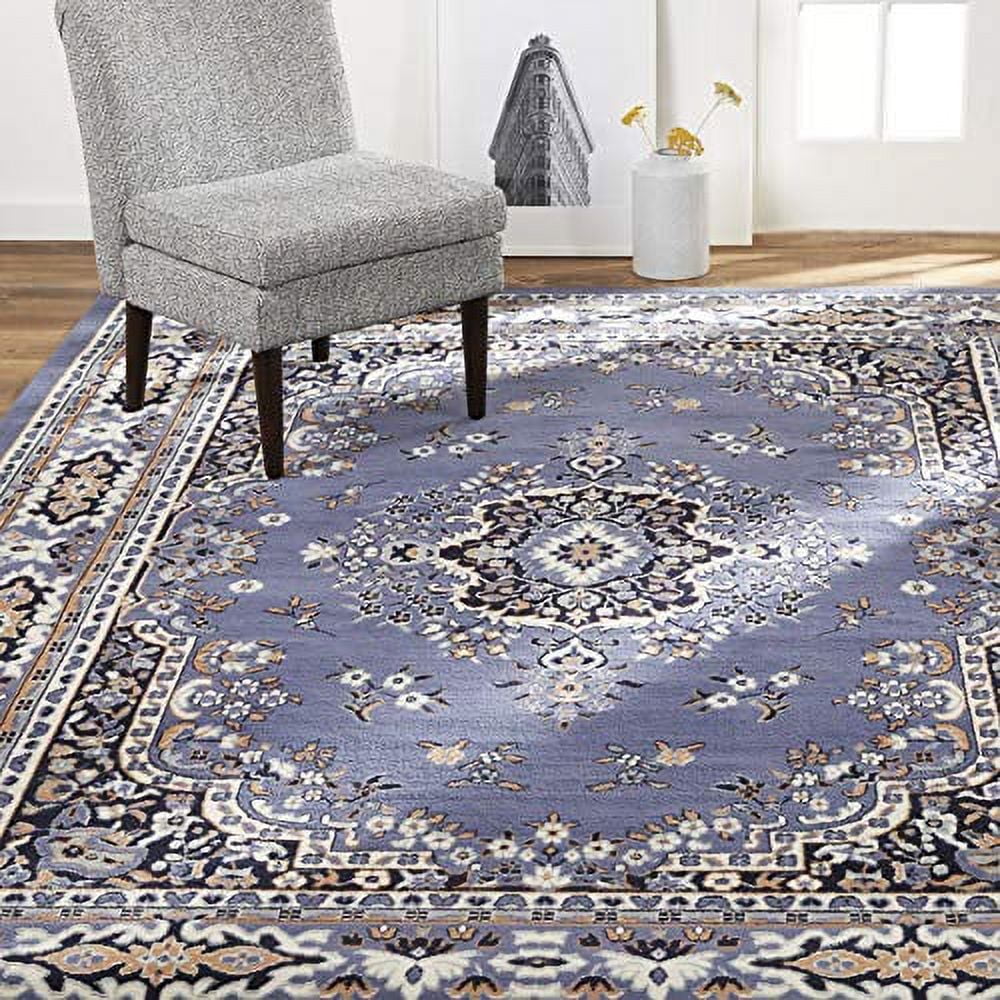 Home Dynamix Premium Sakarya Traditional Medallion Area Rug, Country Blue/Brown, 21"x35"