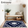 thumbnail image 3 of ODIKA 3'x5' Machine Washable Non-Slip Area Rug, Starburst Emblem Fan Spirit with Interlocking and Crest Motifs High Traffic Rug, Blue, 672077, 3 of 7