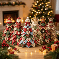 thumbnail image 3 of Christmas Tree Quilted Kit, DIY Sewing Craft 3D Fabric Tabletop Christmas Tree Decoration, Beginner-Friendly Quilting Project,B, 3 of 9