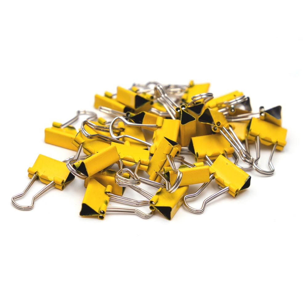 JAM Paper Colorful Binder Clips, Extra Small, 3/5 inch (15 mm), Yellow, 30/Pack