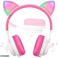 thumbnail image 2 of Auriculares Bluetooth Riwbox CT-7 inalámbricos plegables con luces LED Blanco y Rosa, 2 of 3