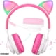 thumbnail image 2 of Auriculares Bluetooth Riwbox CT-7 inalámbricos plegables con luces LED Blanco y Rosa, 2 of 3