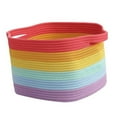 thumbnail image 3 of veasfak Woven Basket Cotton Rope Large Capacity Toy Bin for Nursery Kitchen Bathroom Dark Colorful, 3 of 9