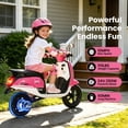thumbnail image 4 of Track Seven 24V Ride-on Moped Scooter, Kids Electric Motorcycle for Boys Girls Ages 8-12, 250W Brushless Motor, 10 Mph Max Speed, Twist Throttle, 12" Pneumatic Tires, Bluetooth, LED Light, Rose, 4 of 10