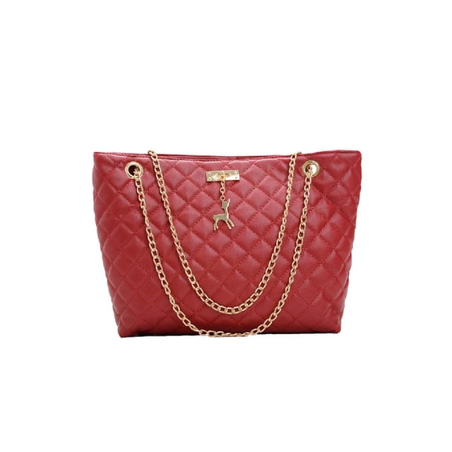 Bolso Mujer Btafrte Con Ciervo Cadena Rombos Bandolera Portátil Sencillo Versátil Rojo