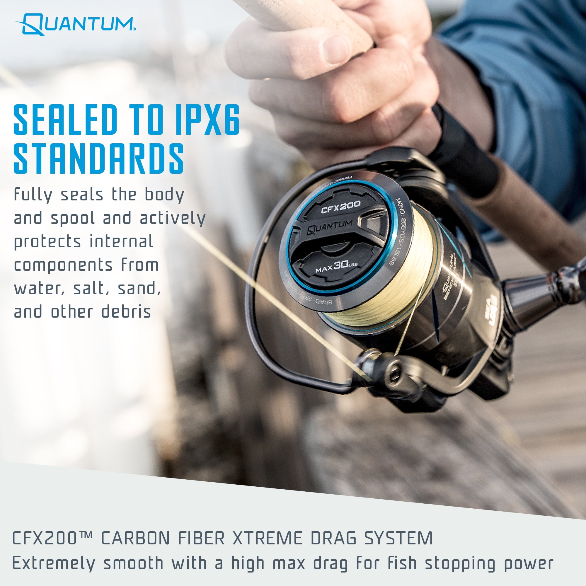 Quantum Benchmark Spinning Reel and Fishing Rod Combo, 7-Foot, 1-Piece, Light Power, Fast Action Rod, Graphite Composite Blank, Size 2500 Reel, 5+1 Bearings, 6.2:1 Gear Ratio, Silver/Blue