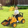thumbnail image 3 of Costway Los niños montan en excavadora excavadora 6 V tractor con batería con cubo de excavación amarillo, 3 of 3