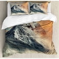 thumbnail image 3 of National Parks Duvet Cover Set, Snowy Mountains at Sunset Weather Yoho Alberta Image Print, Decorative 2 Piece Bedding Set with 1 Pillow Shams, Twin Size, Grey Orange, by Ambesonne, 3 of 3