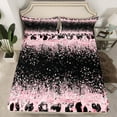 thumbnail image 2 of Homewish Cheetah Print Girl 3pcs Twin Sheet Sets,Black Pink Twin Fitted Sheet,Bling Glitter Breathable Flat Sheet,Microfiber Bedroom Decor, 2 of 7