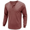 thumbnail image 6 of Fesfesfes Blouse Shirt for Men Long Sleeve Waffle Solid Color Bottoming Shirt Buttonless Crew Neck Pullover Top Under $10, 6 of 7