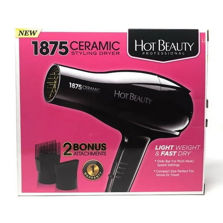 Hot Beauty Professional 1875 Watt Ceramic Styling Dryer, Mid size, 1 Ea