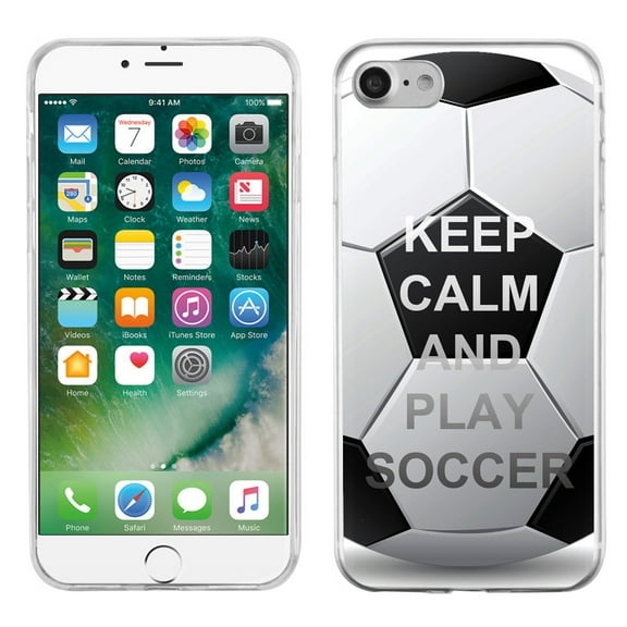 Slim-Fit Case for Apple iPhone 8, OneToughShield ® Premium TPU Gel Phone Case - Keep Calm Soccer