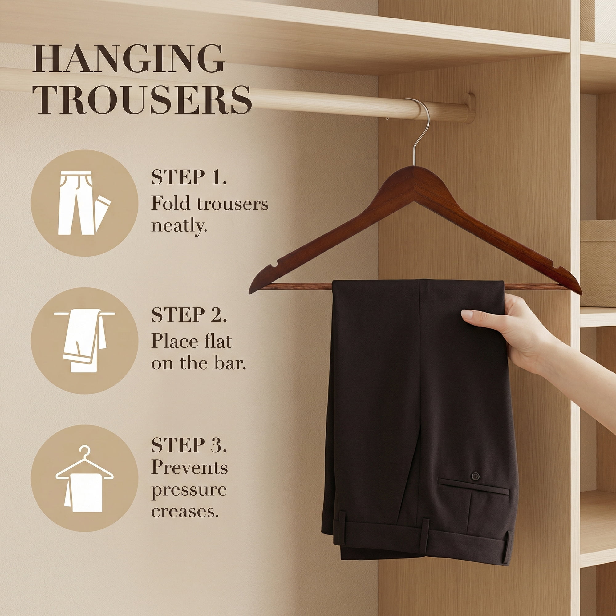 Unique Bargains 2Pcs Wood 360-Degree Space Saving Clothes Hangers Mocha