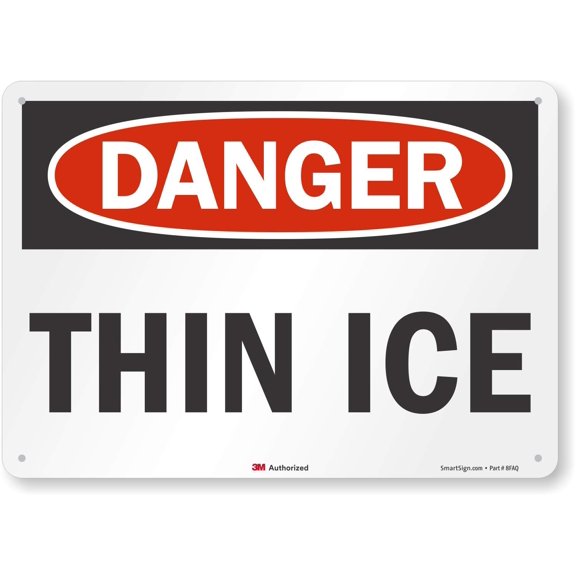 SmartSign Danger - Thin Ice Sign 10" x 14" 3M Reflective Aluminum 10" x 14" Aluminum