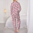 thumbnail image 3 of Pajama Sets for Women 2 Pcs, Cute Fox Pink Tree Button Down Long Sleeve Sleepwear Lounge PJ Sets, 3 of 6