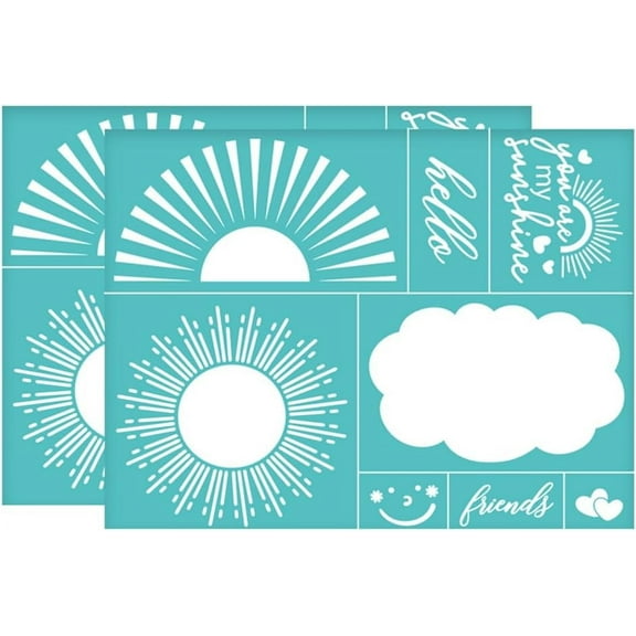 Self-Adhesive Silk Screen Printing Stencil for Painting on Wood DIY Decoration T-Shirt Fabric Turquoise Sun 280x220mm