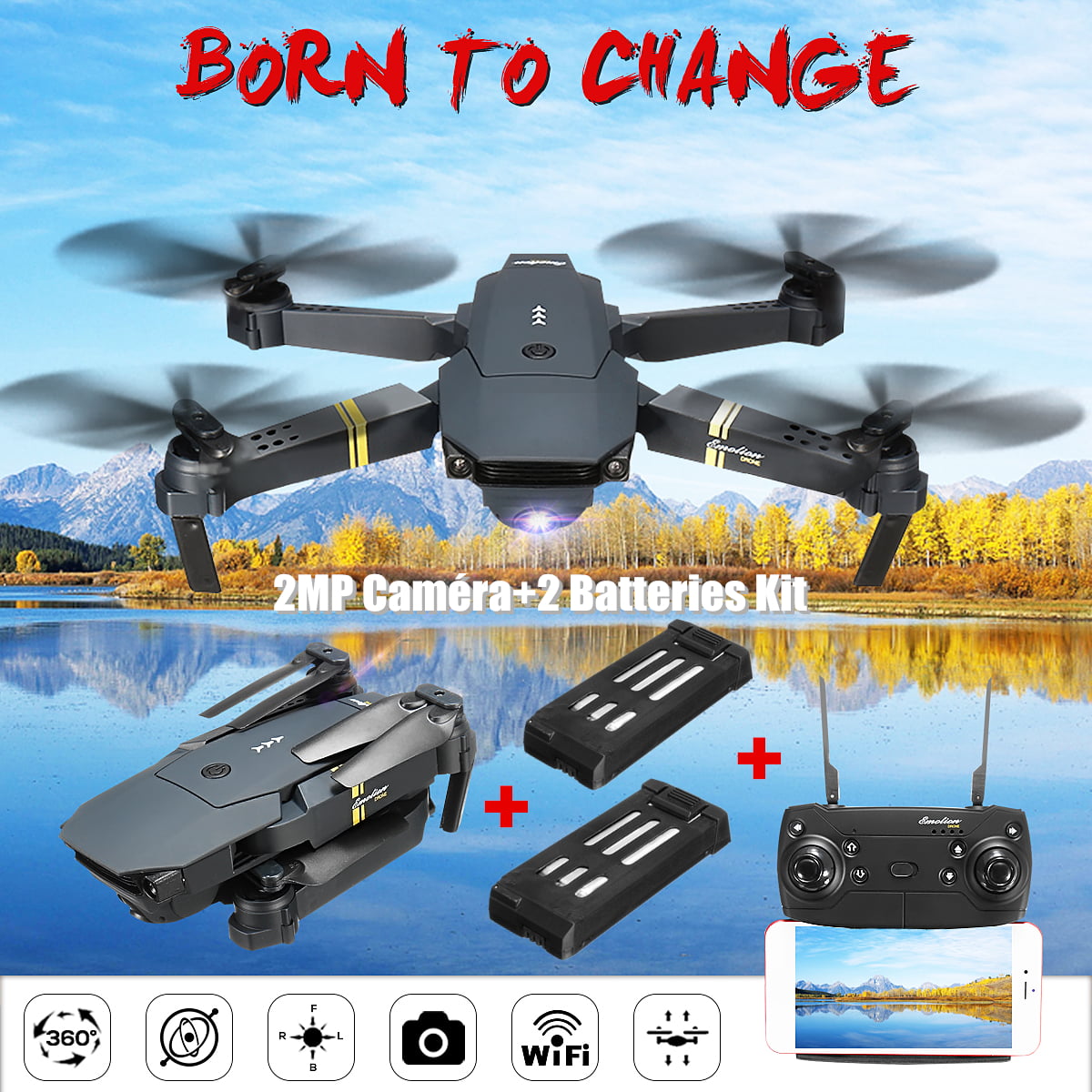 Wifi E58 2.0 MP 720P Camera FPV Foldable Drone Selfie Pocket RC Quadcopter RTF 