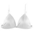 thumbnail image 4 of khonts Satin Front Hook Closure Bras for Women Triangle Thin Pad Soft Bra Wireless Spaghetti Strap Bralette White S, 4 of 4