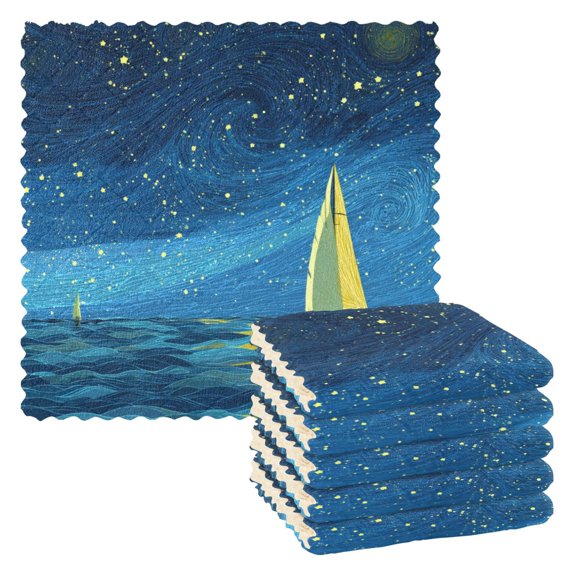 6 Pieces of Kitchen Towels 11x11Inch Kitchen Dish Cloths Kitchen Dish Towels Reuseable Cleaning Cloths The Blue Sea