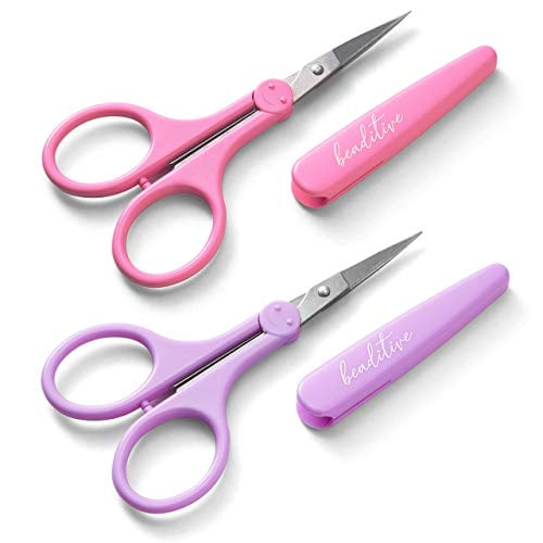 Beaditive High Precision Detail Scissors Set (2-Pc) Sharp, Fine Tips | Paper Cutting, Scrapbooking, Sewing, Crafting | Stainless Steel | Protective Cover