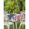 thumbnail image 3 of Outdoor Tablecloth with Umbrella Hole for Patio/Picnic/Party/Camping, Galentine's Day Waterproof Table Cloth Round Cover Washable, Pink Gnomes Love Heart Balloon Tree Branch (Dia 54"), 3 of 8