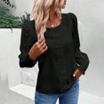 thumbnail image 4 of gbyLJF Womens Elegant Tops Casual Round Neck Long Sleeve Shirts Loose Fit Basic Blouses Lightweight Tees Fall 2024 Black XXL, 4 of 5