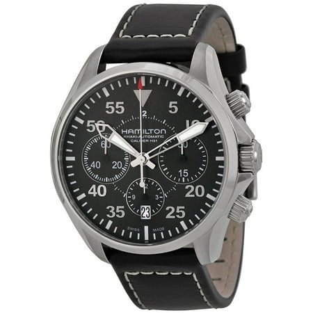 Hamilton Khaki Aviation Pilot Automatic Chronograph Leather Men's Watch, H64666735