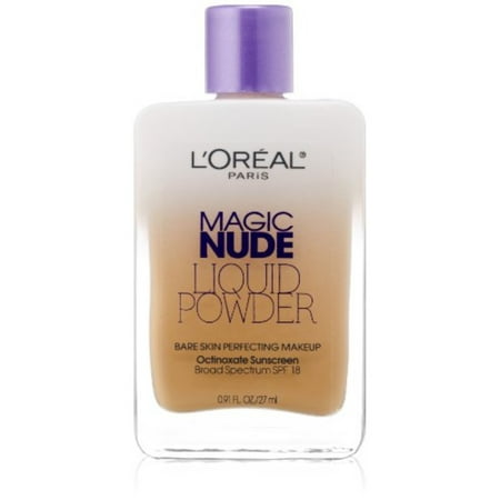 L'Oreal Paris Magic Nude Liquid Powder Bare Skin Perfecting Makeup SPF 18, Natural Beige, 0.91