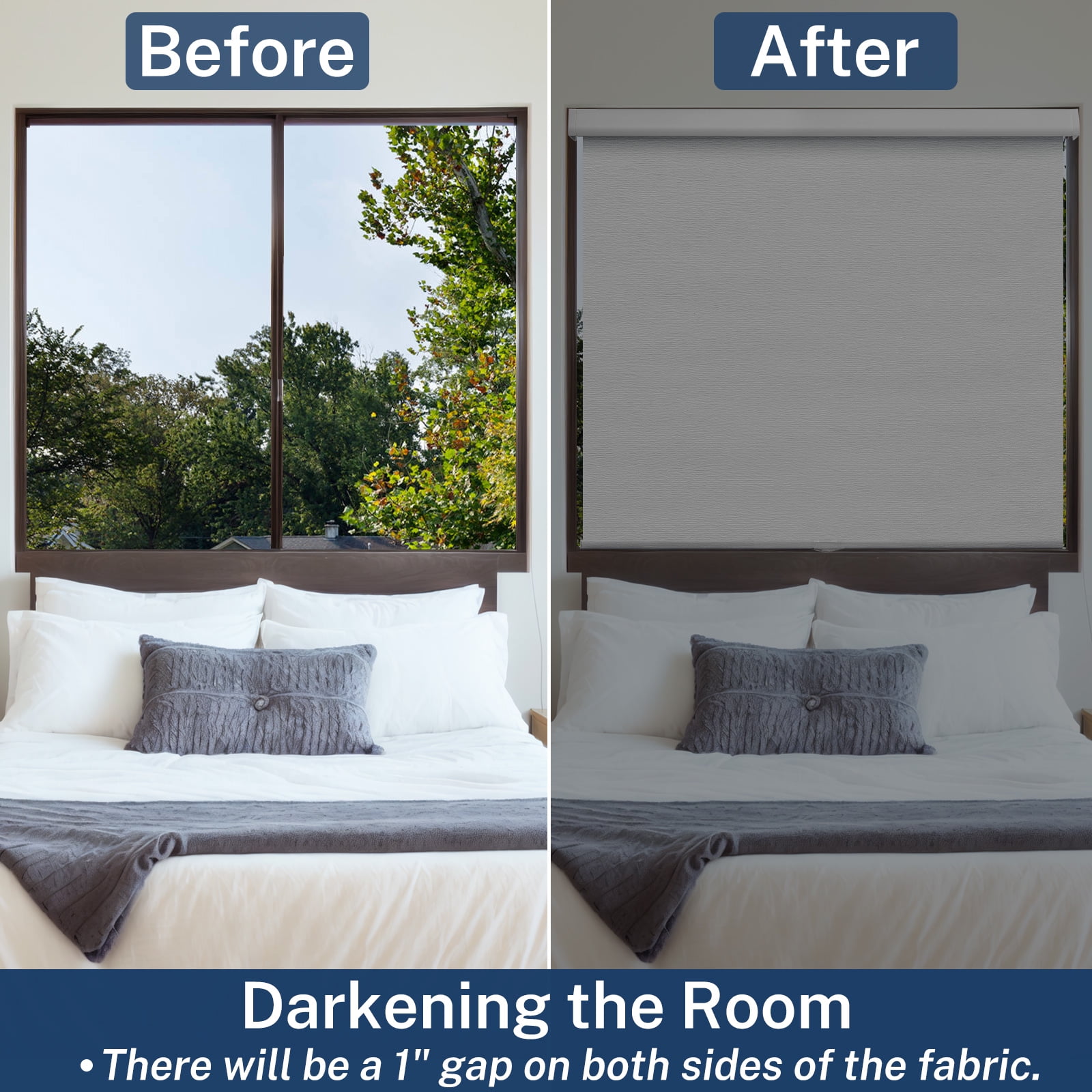 Keego No Drill Cordless Roller Shades No Tools Blinds Tension Blackout Roller Shades for Window Easy to Install Custom Size Shades (Light Grey Blackout, 42.5"W x 42"H)