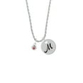thumbnail image 2 of Delight Jewelry Silvertone Mini Paw with Red Crystal Silvertone Script Initial Disc - M - Charm Necklace, 20"+3", 2 of 4