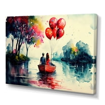 Designart Romantic Couple On The Water III Canvas Wall Art