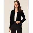 thumbnail image 3 of Blazer con solapa con muescas para mujer, manga larga, para oficina, negocios, con botones, de terciopelo Negro M, 3 of 6