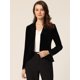 thumbnail image 3 of Blazer con solapa con muescas para mujer, manga larga, para oficina, negocios, con botones, de terciopelo Negro M, 3 of 6