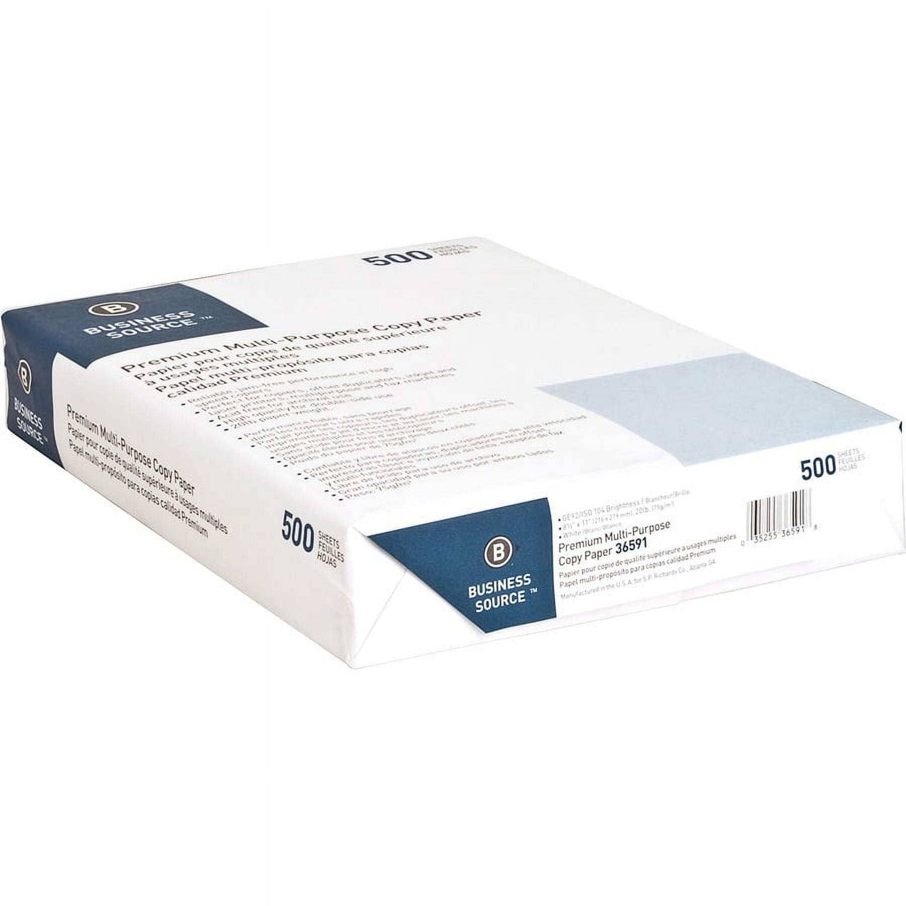Business Source Multipurpose Copy Paper - 92 Brightness - Letter - 8 1/2" X 11" - 20 Lb Basis Weight - 5000 / Carton