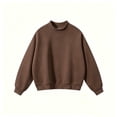 thumbnail image 5 of Hearthz Mock Neck Mens Sweatshirt Fall Winter Mens Long Sleeve Sweatshirts Solid Color Streetwear Lightweight Pullover Men Brown XXL, 5 of 5