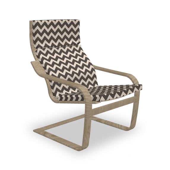 Chevron Armchair Pad and Slipcover, Simplistic Zigzags Abstract Pattern Illustration in Creative Earthy Tones, 1 Piece Soft Cushion Replacement with Removable Cover, Dark Taupe Champagne, by Ambesonne