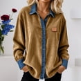 thumbnail image 2 of Tiweut Women Long Sleeve Shirts Lapel Denim Trim Button Down Open Front Ladies Tops, 2 of 5