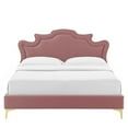 thumbnail image 5 of Platform Bed Frame, King Size, Pink, Velvet, Mid Century French Bedroom, Modern Contemporary Boutique HB35448, 5 of 12