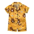 thumbnail image 1 of Pyjama en Satin pour Garçons Imprimé Manches Courtes Boutonné Ensemble de Vêtements de Nuit Pyjama Tenues de Nuit Filles Pyjama Garçons Filles Mode, 1 of 3