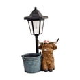 thumbnail image 2 of CarpNettore Highland Cow Statue Decor with Solar Lights Landscape Lamp Resin Figurine Modern Iron Bucket, 2 of 9