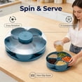 thumbnail image 4 of Divided Spin & Snack Serving Tray, Portable Travel Rotating Multi-Compartment Food Organizer with Lid, Party Platter for Chips, Veggies, Fruits, Dips, Nuts (Blue), 4 of 7