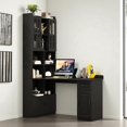 thumbnail image 2 of GZXS Modern Corner Computer Desk with Hutch, Bookshelves, 4 Cabinets and 1 Drawer, 2-in-1 L-Shaped Writing Table for Study or Office, Black, 2 of 7